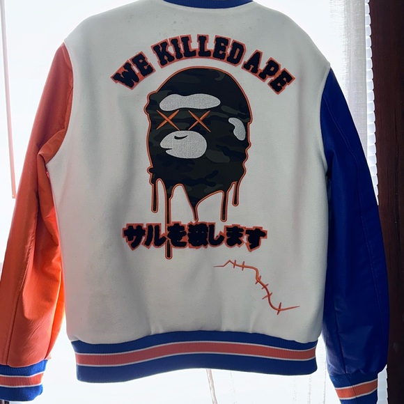 Robert Phillipe XL Varsity Jacket Letterman Blue Orange Streetwear